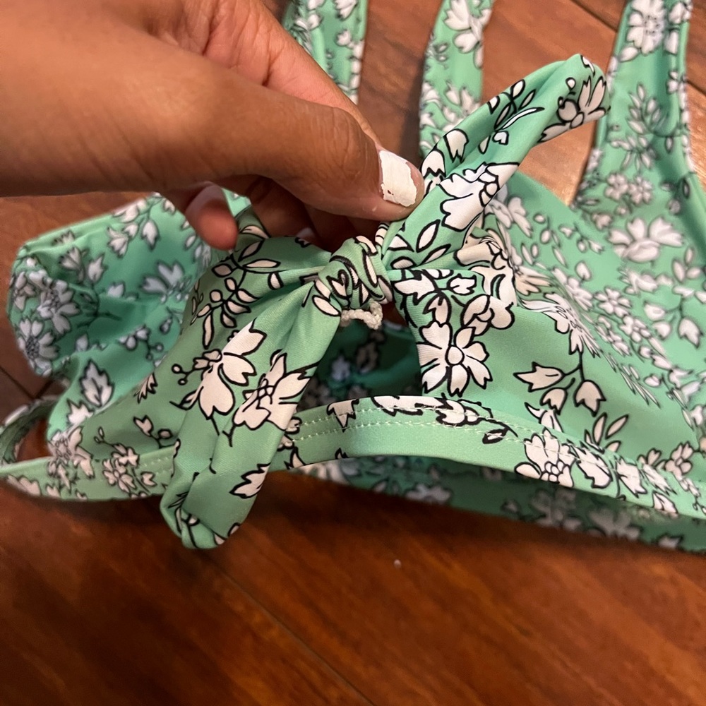 green floral bikini tie top - Picture 3 of 3